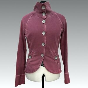 Vintage prAna Breathe Jacket Women XS Mauve Big Button Organic Cotton Boho Indie
